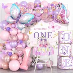 PRICES MAY VARY. VALUE BUTTERFLY FIRST BIRTHDAY DECORATIONS: Our butterfly 1st birthday decorations girl set includes 110 latex balloons (5"+10"+12",4 colors), 1 1st butterfly backdrop, 2 butterfly and 1 number 1 foil balloons, 12 butterfly stickers, 1 purple 1st crown, 1 one high chair banner girl, 3 one boxes for 1st birthday, 1 butterfly photo banner, plus 3 balloon tools. These wonderful accessories meet all your needs and will add unlimited color to your girls' first birthday party, create 1st Bday Decoration Ideas Girl, Decoration For First Birthday Girl, Baby’s First Birthday Theme Girl, Baby Girl First Birthday Butterfly Theme, First Birthday Set Up, One Year Old Birthday Theme Girl, First Birthday Girl Butterfly Theme, One Year Birthday Party Ideas Girl, 1st Bday Themes Girl