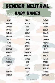 a list of gender neutral baby names