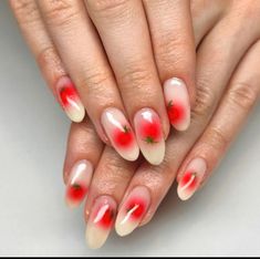 Tomato Nails Art, Red Fruit Nails, Cute Nail Color Combos, Tomato Nail Art, Nail Photo Ideas, Tomato Nails, Acrylics Summer, Tomato Party, Lexi Nails