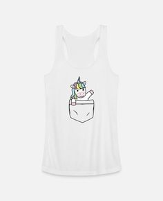 'Cute Unicorn Bear In Pocket T-Shirts for Kids Men' Women’s Performance Racerback Tank Top | Spreadshirt Cute Unicorn, Pocket Tshirt, Pet Gifts, Racerback Tank Top, Racerback Tank, Cute Cat, For Kids, Tshirt Designs, Tank Top