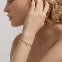 Modern Words Fine | RUIFIER Pearl Bangles Gold, خواتم خطوبة, Initial Bracelets, Delicate Gold Bracelet, Hand Jewelry Rings, Signs And Symbols, Modern Words