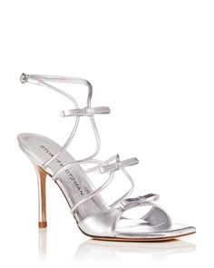 Stuart Weitzman Women's Tully 100 Bow Strappy Sandals Designer Sandals With 4-inch Heel For Gala, Designer Ankle Strap Sandals For Events, Designer Cocktail Sandals With 4-inch Heel, Designer Silver Sandals For Events, Longchamp Mini, Linen Pajamas, Tennis Necklace, Metal Sunglasses, Demi Fine Jewelry