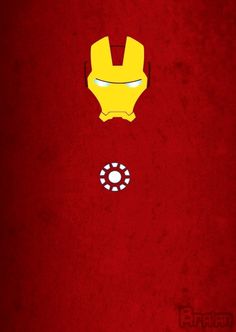 the iron man symbol is shown on a red background