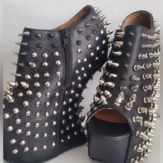 The Shadow Spike Booties. Authentic Jeffrey Campbell. Brand New Jeffery Campbell Lita Outfits, Edgy Leather Heels With Spikes, Jeffrey Campbell Maximal Boots, Jeffrey Campbell Wedges, Jeffrey Campbell Lita Boots, Jeffrey Campbell Boots, Jeffrey Campbell Shoes, 70s Style, The Shadow