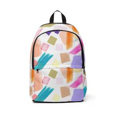 Fashion Backpack Waterproof Pastel Pattern - Bags Trendy Multicolor Backpack For On-the-go, Multicolor Standard Backpack For On-the-go, Travel Backpack With Removable Pouch, Multicolor, Eco-friendly Rectangular Multicolor Backpack, Multicolor On-the-go Backpack With Adjustable Strap, Backpack Waterproof, Going To School, Pastel Pattern, Backpack Bag