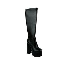 Step up your streetwear style with these fashionable women's high block heeled calf boots. crafted with a durable sole and sleek design, these boots will have you standing out from the crowd in style. Winter Platform Boots In Faux Leather For Wide Calf, Winter Wide Calf Platform Boots In Faux Leather, Trendy Platform Knee-high Boots With Round Toe, Trendy Knee-high Platform Boots With Round Toe, Trendy Knee-high Spring Moto Boots, Trendy High Ankle Knee-high Boots For Fall, Wide Calf Platform Knee-high Boots For Fall, Knee-high Boots With Chunky Platform And Wide Calf, Trendy Knee-high Boots With High Ankle For Fall