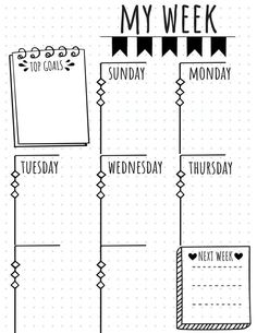 a black and white planner with the words my week on it