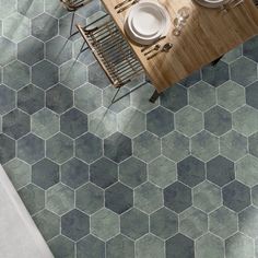 Olive Green Porcelain Hexagon Tile is new from Tile Club! Shop this hexagon tile in durable porcelain to add color to an outdoor accent wall, shower floor, kitchen backsplash, or throughout your residential or commercial build adds stunning color in a geometric shape to your floors, accent walls, patio, swimming pool, and more! Free shipping on qualifying orders Outdoor Accent Wall, Hexagon Floor Tile Pattern, Patio Swimming Pool, Grey Kitchen Tiles, Porcelain Hexagon Tile, Hexagon Tile Floor, Full Bathroom Remodel, Tiled Hallway, Green Porcelain