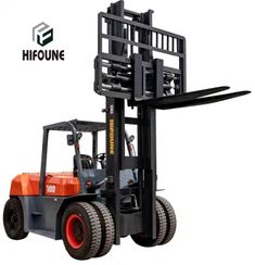 a forklift with the words hifoung on it's front and side