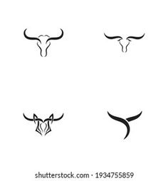 set of black and white bull's horns with long horns on each one side