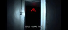 an open door with the words jarred works here written on it in red lights