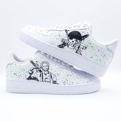 Visit my shop for more models: https://www.mesbaskets-custom.com/ Do you want to make a specific model? Contact me by message :) About the shoes: Custom Air Force 1 Custom Splash Zoro Manga Black and Green Hand Painted Sneakers The price includes the pair of shoes as well as customization. Handmade model with love in my workshop in France ❤️ Top quality, waterproof and washable Angelus leather paint 🎨 Each pair is made to order, so it is not possible to cancel, exchange or return the order. Hand Painted Green Sneakers For Streetwear, Custom Green Sneakers For Streetwear, Hand Painted Green Low-top Custom Sneakers, Green Hand Painted Low-top Custom Sneakers, Zoro Manga, Nike Air Force 1 Custom, Black Splash, Painted Sneakers, Youthful Design