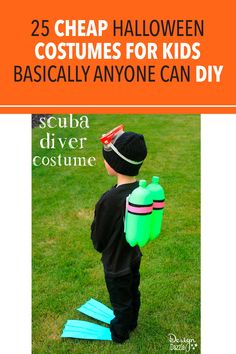 a little boy wearing a halloween costume and holding a green water bottle