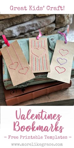 valentine's bookmarks with the words, free printable templates on them