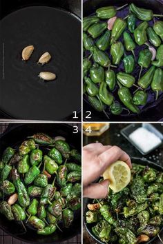 step by step photos showing how to cook brussel sprouts in a cast iron skillet