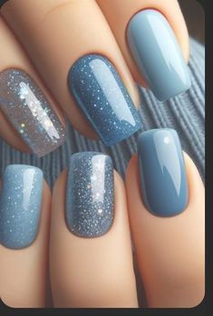 Blue Gel Nails, Trendy Nail Art Designs, Blue Nail Designs, Blue Nail, Blue Spring, Trendy Nail Art, Spring Nail, Dipped Nails, Nail Designs Spring