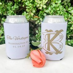 DESCRIPTION COLORS + DESIGNS CAN COOLER INFO Our Custom White Wedding Can Cooler Favors are perfect for any event. As seen in the listing photo- you can add your event date, location, couples names, etc. on side two at no extra cost! Custom beer can huggers are essential for a wedding reception or engagement party keep the drink cold. THANK YOU! Thank you so much for choosing Gracious Bridal Design House! We are honored that you appreciate our style, and want you to be wowed by our service and our product. When you receive your item, please leave us a review below! If anything is less than stellar, please contact us. Our goal is for you to have a fabulous experience. ••••• By purchasing this listing, you accept Gracious Bridal’s policies. All designs are copyrighted and the sole property o White And Gold Wedding, Wedding Reception Favors, Bridal Design, Elegant Wedding Favors, Beer Custom, Can Coolers, Personalized Party, Bridal Designs, Can Cooler