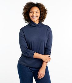 #LLBean: Women's Pima Cotton Turtleneck, Long-Sleeve Cotton Mock Neck Top For Layering, Cotton Turtleneck Tops For Everyday, Fall Everyday Turtleneck Tops, Everyday Relaxed Fit Turtleneck Tops, Relaxed Fit Turtleneck Tops For Everyday, Relaxed Fit Turtleneck For Everyday Wear, Stretch Funnel Neck Top For Everyday, Everyday Stretch Funnel Neck Tops, Solid Color Relaxed Fit Turtleneck Top