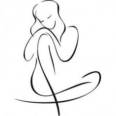 a drawing of a woman sitting on the floor with her hands behind her head and arms crossed