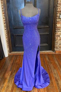 Mermaid Purple Satin Sequins Long Prom Dress With Side Slit,WP178 – winkbridal Mermaid Purple, Prom 2022, Purple Prom, Mermaid Prom Dress, Stunning Prom Dresses, Purple Prom Dress, Blue Mermaid, Prom Dress Inspiration, Cute Prom Dresses