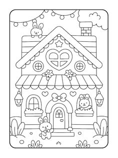 Ilustración parity colorear Delaware una linda casa Delaware conejos | vector premium Drawing Ideas To Color, Free Digital Coloring Pages, Cute Drawings To Color, Drawings For Coloring, Things To Color, Cute Coloring Pages For Kids, Drawings To Color, House Coloring Pages, Color Drawing Art