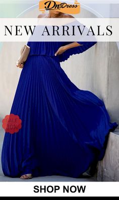 Beauty In Bloom Ruffle Tiered Maxi Dress Flowy Pleated Maxi Dress For Brunch, Non-stretch Elegant Maxi Dress With Ruffles, Blue Spring Dresses With Folds, Spring Solid Pleated Maxi Dress, Fall Blue Ruffled Maxi Dress, Off Shoulder Fashion, Style Upgrade, Dresses By Length, Tiered Maxi Dress