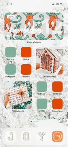 an orange and green color scheme for the winter season, with different colors on it