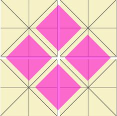 an image of a pink and white square with four diagonals on the same side