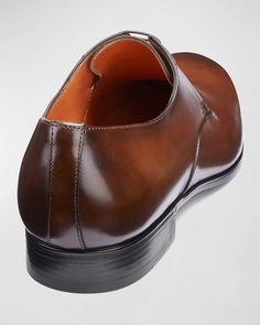 Santoni 'Induct' derby shoe in smooth, burnished leather..Stacked heel..Round toe..Lace-up vamp..Made in Italy. Elegant Brown Monk Strap Shoes For Derby, Calf Leather Snip Toe Oxfords For Derby, Classic Monk Strap Shoes With Snip Toe For Business, Calf Leather Oxfords With Snip Toe For Derby, Snip Toe Calf Leather Oxfords For Derby, Luxury Plain Toe Monk Strap Shoes For Derby, Formal Calf Leather Monk Strap Shoes With Plain Toe, Formal Calf Leather Dress Shoes With Snip Toe, Santoni Shoes Men