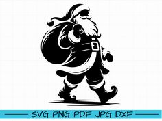 santa claus silhouette with the word svg png file for dxf files