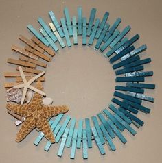 there is a starfish and some other items in the shape of a circular frame