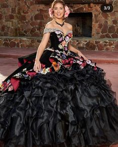 Aunt Jemima, Quince Decorations, Peplum Designs, Cathedral Train, Quince Ideas, Flowers Dress, Dresses Quinceanera, Rachel Allan