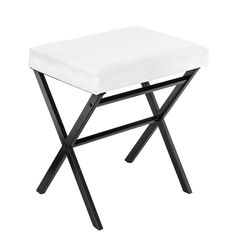 a black and white stool with a seat cushion on it's backrests