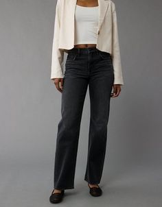 The it fit you need, with a high rise and wider leg from the thigh through the ankle. Straight Leg Bottoms For Elevated Casual Fall Wear, Fitted Wide-leg Bottoms For Elevated Casual Occasions, Elevated Casual High Rise Bottoms For Fall, High Rise Straight Fit Pants For Fall, Mid-rise Bottoms For Elevated Casual Fall Wear, Mid-rise Bottoms For Elevated Casual Fall Occasion, Fall Straight Fit Full Length Bottoms, Elevated Casual Mid-rise Bottoms For Fall, High Waist Flare Jeans For Elevated Casual Fall Wear