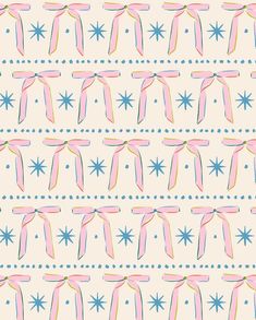 an image of a pattern with stars and ribbons on the top, in pastel colors