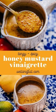 honey mustard vinaigrette in a bowl with spoon