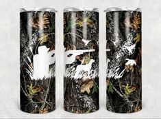 thermos are designed to look like they're hunting in the woods, and have