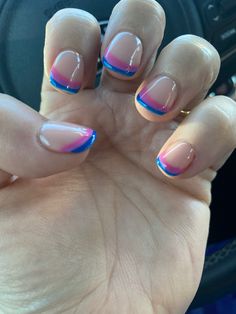 Bi Nails Designs, Bi Pride Nails Designs, Bisexual Pride Nails Short, Subtle Pride Nails Pan, Bi Makeup