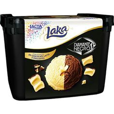 an ice cream container filled with chocolate and vanilla