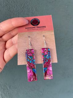 New without tags ETHNIC & REGIONAL STYLE : Native American JEWELRY TYPE : Earrings TYPE : Earrings COLOR : Purple METAL : Sterling Silver TRIBAL AFFILIATION : Navajo MAIN STONE : Purple Dream Beautiful Navajo Handmade Purple Dream & Sterling Silver Slab Dangle Earrings. Measuring 3 inches long and 5/8 of an inch wide. Such gorgeous earrings! WILL VARY Thank you for looking at our items. Please contact us if you have any questions. Exported By exportyourstore.com 5/17/23 bin 24 slab earrings Artisan Rectangular Jewelry With Ear Wire, American Jewelry, Earrings Color, Native American Jewelry, Gorgeous Earrings, Native American, Dangle Earrings, Sterling Silver, Stone