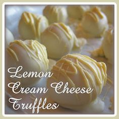 lemon cream cheese truffles on a plate with the words lemon cream cheese truffles