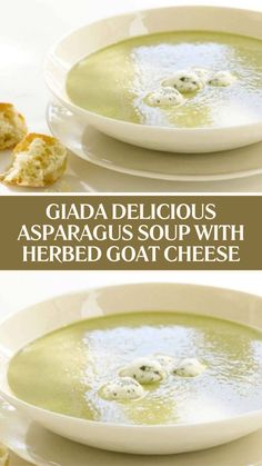 Giada Delicious Asparagus Soup with Herbed Goat Cheese