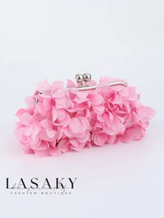 Lasaky - Exquisite Floral Satin Clutch Purse with Appliqué Decoration and Kiss Lock Closure – Elegant Evening Bag Flower Bags, Floral Party Decorations, Purse Luxury, Party Handbags, Dress Bag, Floral Clutches, Dress Luxury, White Bride, Wedding Clutch