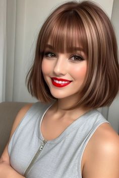 Straight Fine Hair Cuts, Trending Short Hair, Sophia Charlotte, Fine Hair Cuts, Hairstyles Fall, Rambut Brunette, Copper Balayage, Hair Color Formulas, Hair Dark