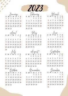 a calendar for the new year on a white background with watercolor stains and brush strokes