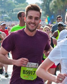 a man running in a marathon with the caption that reads, what do you mean when he goes for a jog? whole town follows him