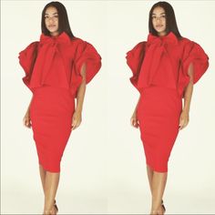 Red Midi Flutter Sleeves Midi Dress Party Midi Dress With Ruffles And Flutter Sleeves, Elegant Fitted Dresses With Red Bow, Red Evening Dress With Bow, Red Evening Dress With Red Bow, Red Dress With Red Bow For Evening, Spring Dress With Bow And Flutter Sleeves, Chic Midi Dress With Butterfly Sleeves, Chic Red Dress With Flutter Sleeves, Elegant Evening Dress With Red Bow