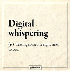 an old paper with the words digital whispering written in black and white font on it