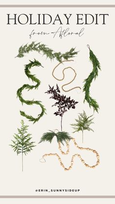 the front cover of holiday editt, featuring evergreens and other greenery items