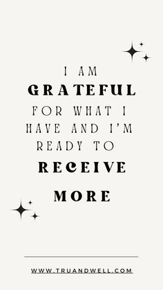 gratitude affirmation - I am grateful for what I have and I'm ready to receive more Gratitude For Health, Attitude Of Gratitude Wallpaper, Best Gratitude Quotes, Witchy Gratitude, Make It A Great Day Quotes, Vision Board Gratitude, Thankfully Quotes, You're Doing Great Quotes